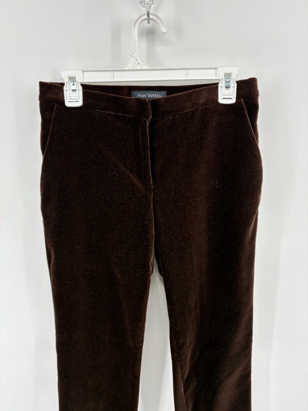 Classic Straight-Leg Velvet Pants in Dark Brown